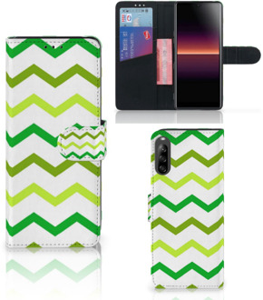 B2Ctelecom Telefoonhoesje Sony Xperia L4 Flip Case Zigzag Groen