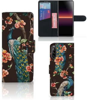 B2Ctelecom Telefoonhoesje Sony Xperia L4 Flipcase Cover Pauw met Bloemen