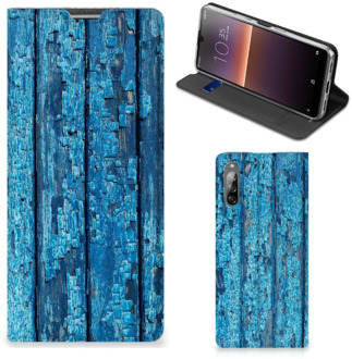 B2Ctelecom Telefoonhoesje Sony Xperia L4 Magnet Case Wood Blue