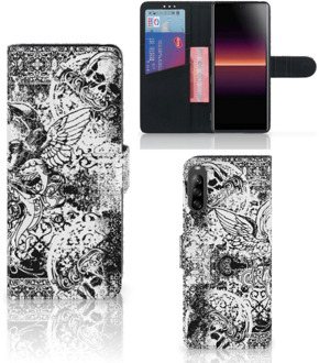 B2Ctelecom Telefoonhoesje Sony Xperia L4 Wallet Book Case Skulls Angel