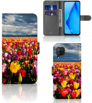 B2Ctelecom Telefoonhoesje Tekst Huawei P40 Lite Wallet Case Moederdag Cadeau Tulpen