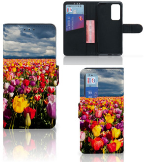 B2Ctelecom Telefoonhoesje Tekst Huawei P40 Wallet Case Moederdag Cadeau Tulpen