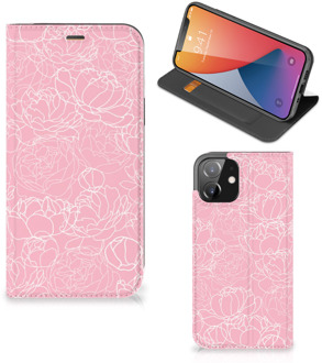 B2Ctelecom Telefoonhoesje Tekst iPhone 12 | iPhone 12 Pro Smart Cover Witte Bloemen