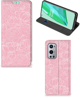 B2Ctelecom Telefoonhoesje Tekst OnePlus 9 Pro Smart Cover Witte Bloemen