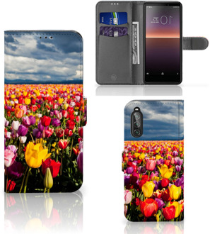 B2Ctelecom Telefoonhoesje Tekst Sony Xperia 10 II Wallet Case Moederdag Cadeau Tulpen