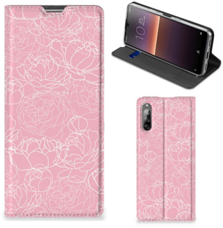 B2Ctelecom Telefoonhoesje Tekst Sony Xperia L4 Smart Cover Witte Bloemen