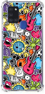 B2Ctelecom Telefoonhoesje Valbescherming Samsung Galaxy A21s Telefoonhoesje  met doorzichtige rand Punk Rock