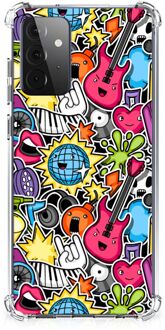 B2Ctelecom Telefoonhoesje Valbescherming Samsung Galaxy A72 4G/5G Telefoonhoesje  met doorzichtige rand Punk Rock