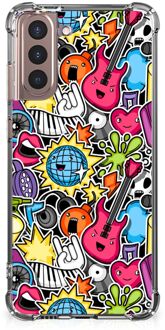 B2Ctelecom Telefoonhoesje Valbescherming Samsung Galaxy S21 Plus Telefoonhoesje  met doorzichtige rand Punk Rock