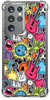 B2Ctelecom Telefoonhoesje Valbescherming Samsung Galaxy S21 Ultra Telefoonhoesje  met doorzichtige rand Punk Rock