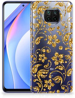 B2Ctelecom Telefoonhoesje Xiaomi Mi 10T Lite Back Cover Siliconen Hoesje Gouden Bloemen