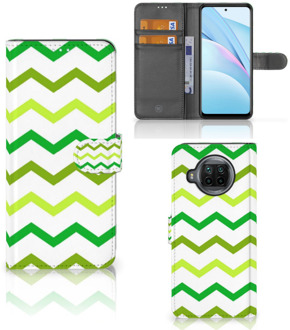 B2Ctelecom Telefoonhoesje Xiaomi Mi 10T Lite Flip Case Zigzag Groen