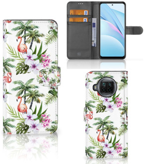 B2Ctelecom Telefoonhoesje Xiaomi Mi 10T Lite Flip Hoesje met naam Flamingo Palms