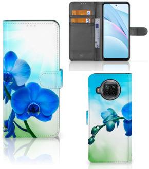 B2Ctelecom Telefoonhoesje Xiaomi Mi 10T Lite Wallet Book Case met foto Orchidee Blauw Valentijn Cadeautje Vrouw