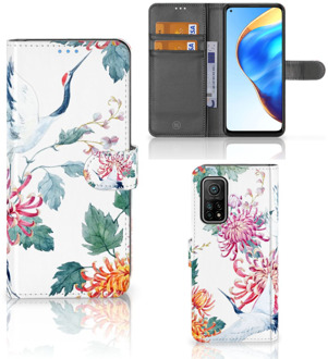 B2Ctelecom Telefoonhoesje Xiaomi Mi 10T Pro | Mi 10T Wallet Bookcase Bird Flowers