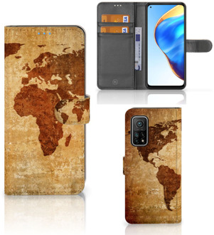 B2Ctelecom Telefoonhoesje Xiaomi Mi 10T Pro | Mi 10T Wallet Bookcase Wereldkaart
