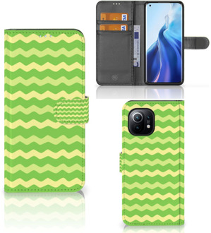 B2Ctelecom Telefoonhoesje Xiaomi Mi 11 Book Case Waves Green