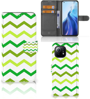 B2Ctelecom Telefoonhoesje Xiaomi Mi 11 Flip Case Zigzag Groen