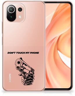 B2Ctelecom Telefoonhoesje Xiaomi Mi 11 Lite Back Cover Siliconen Hoesje Transparant Gun Don't Touch My Phone