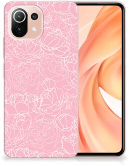 B2Ctelecom Telefoonhoesje Xiaomi Mi 11 Lite Hoesje Witte Bloemen