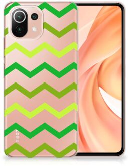 B2Ctelecom Telefoonhoesje Xiaomi Mi 11 Lite TPU Siliconen Hoesje met Foto Zigzag Groen