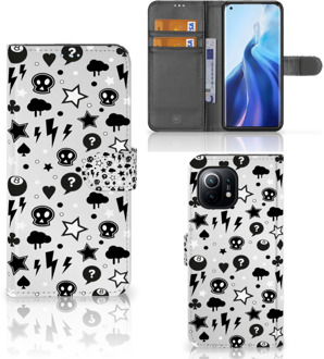 B2Ctelecom Telefoonhoesje Xiaomi Mi 11 Wallet Book Case met Pasjeshouder Silver Punk