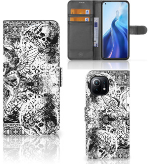 B2Ctelecom Telefoonhoesje Xiaomi Mi 11 Wallet Book Case Skulls Angel