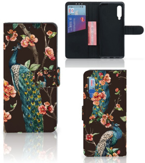 B2Ctelecom Telefoonhoesje Xiaomi Mi 9 Flipcase Cover Pauw met Bloemen