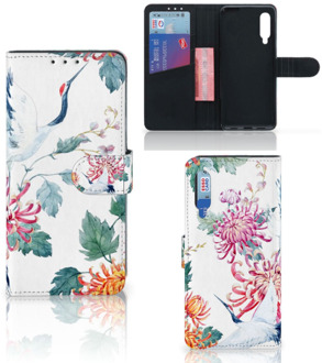 B2Ctelecom Telefoonhoesje Xiaomi Mi 9 Wallet Bookcase Bird Flowers