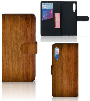 B2Ctelecom Telefoonhoesje Xiaomi Mi 9 Wallet Case Donker Hout