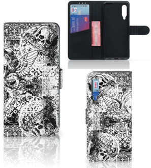 B2Ctelecom Telefoonhoesje Xiaomi Mi 9 Wallet Case Skulls Angel