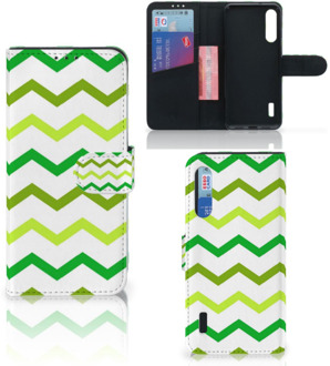 B2Ctelecom Telefoonhoesje Xiaomi Mi A3 Flip Case Zigzag Groen