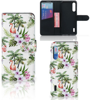 B2Ctelecom Telefoonhoesje Xiaomi Mi A3 Flip Hoesje met naam Flamingo Palms