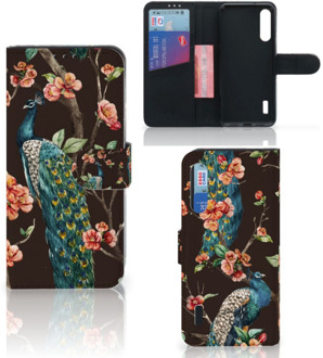 B2Ctelecom Telefoonhoesje Xiaomi Mi A3 Flipcase Cover Pauw met Bloemen