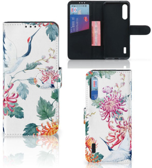 B2Ctelecom Telefoonhoesje Xiaomi Mi A3 Wallet Bookcase Bird Flowers