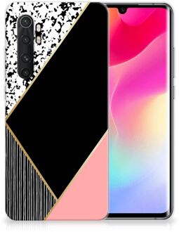 B2Ctelecom Telefoonhoesje Xiaomi Mi Note 10 Lite TPU Silicone Hoesje Black Pink Shapes