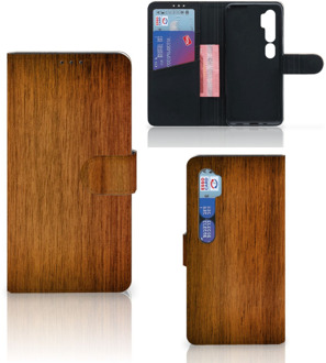 B2Ctelecom Telefoonhoesje Xiaomi Mi Note 10 Pro Wallet Book Case Donker Hout