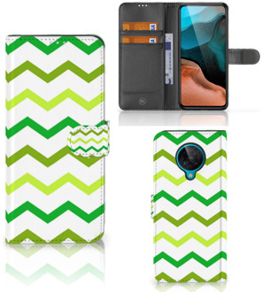 B2Ctelecom Telefoonhoesje Xiaomi Poco F2 Pro Flip Case Zigzag Groen