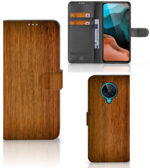 B2Ctelecom Telefoonhoesje Xiaomi Poco F2 Pro Wallet Book Case Donker Hout