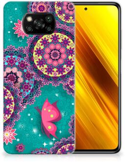 B2Ctelecom Telefoonhoesje Xiaomi Poco X3 Back Cover Siliconen Hoesje Cirkels en Vlinders