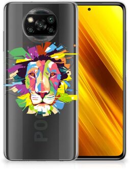 B2Ctelecom Telefoonhoesje Xiaomi Poco X3 Back Cover Siliconen Hoesje Super als Cadeautjes voor Jongens Lion Color