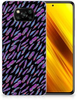 B2Ctelecom Telefoonhoesje Xiaomi Poco X3 Backcover Soft Siliconen Hoesje Feathers Color