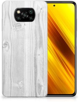 B2Ctelecom Telefoonhoesje Xiaomi Poco X3 Backcover Soft Siliconen Hoesje Wit Hout