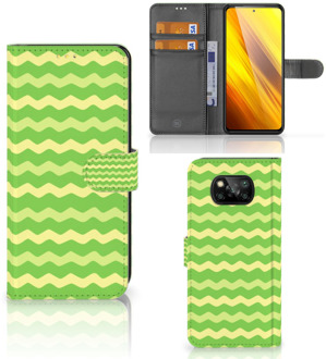 B2Ctelecom Telefoonhoesje Xiaomi Poco X3 Book Case Waves Green