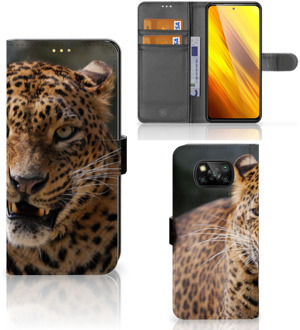 B2Ctelecom Telefoonhoesje Xiaomi Poco X3 Book Cover Cadeautjes voor Jongens Luipaard