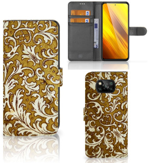 B2Ctelecom Telefoonhoesje Xiaomi Poco X3 Bookcase Barok Goud