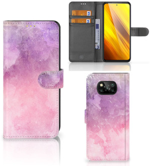 B2Ctelecom Telefoonhoesje Xiaomi Poco X3 Flipcase Pink Purple Paint