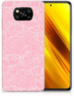 B2Ctelecom Telefoonhoesje Xiaomi Poco X3 Hoesje Witte Bloemen