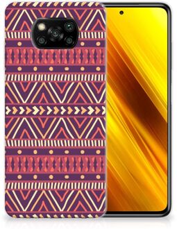 B2Ctelecom Telefoonhoesje Xiaomi Poco X3 Leuk TPU Backcase Aztec Purple