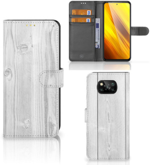 B2Ctelecom Telefoonhoesje Xiaomi Poco X3 Smartphonehoesje met naam White Wood